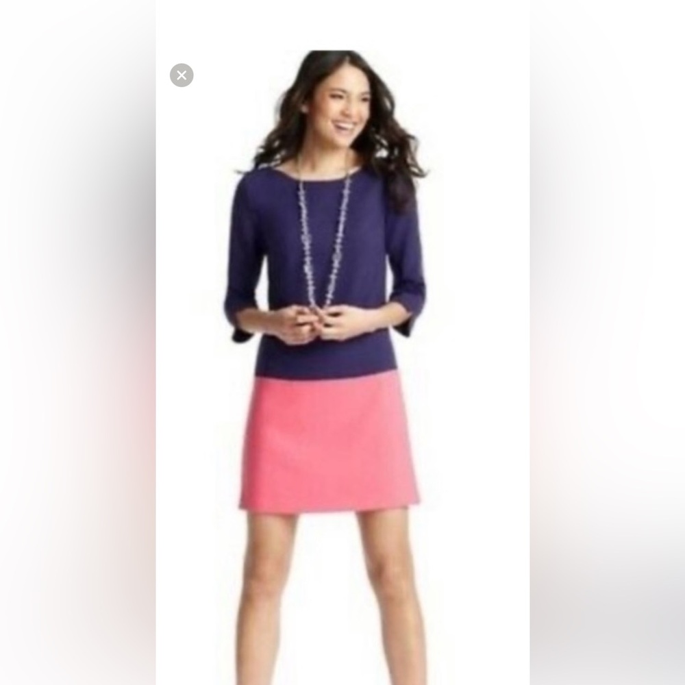 Loft Color Block 3/4 Sleeve Shift Dress